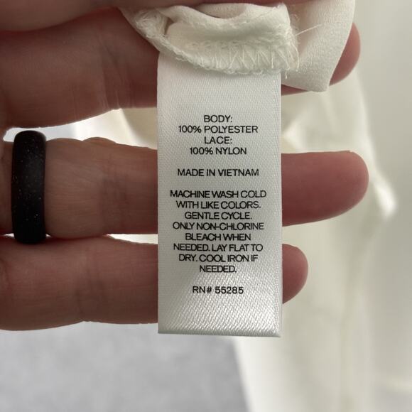 90s Express Top Medium Cream Lace Sheer Coquette Romantic Feminine Delicate - Picture 8 of 9